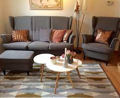 Upgrade your storage piece, sofa and/or bed with a set of new legs. Mid Century Modern Living Room With Ikea Strandmon Sofa And Copper Decor Modern Living Room Ikea Ikea Living Room Mid Century Modern Living Room