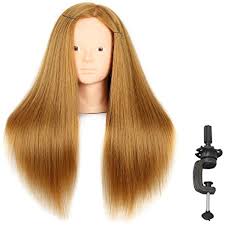 20 Inch Mannequin Head Human Hair Styling Training Head Manikin Cosmetology Head Hair Hairdressing Trainin Makeup Practice Head Hairdressing Training Head Hair