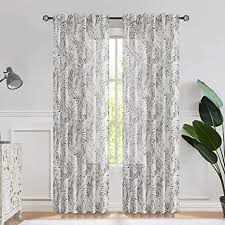 So i did some searching. Amazon Com Central Park Gray Linen Leaf Palm Window Curtain Panel Print Rustic Farmhouse Drapes Rod Pocket Back Tab Semi Sheer Curtains For Living And Bedroom Modern Design 50x84 Inches 1 Piece Linen