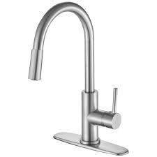 Kitchen faucet stainless steel sink tap single handle brushed pull out sprayer. Brushed Nickel Single Handle Modern Pull Down Spray Kitchen Faucet Stream33