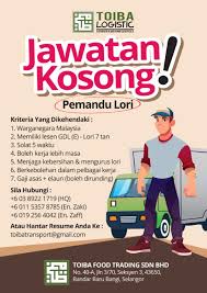 Toiba Logistic Jawatan Kosong Pemandu Lori Pihak Facebook