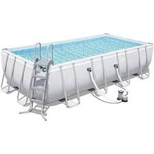 Piscine Tubulaire Rectangulaire Amovible Bestway Power Steel Avec Station De Traitement D Eau 488x244x122 Cm Poolfunstore