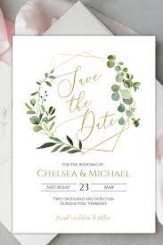 Greenery Save The Date Editable Invitation Template Diy Etsy Invitation Template Editable Invitations Save The Date Invitations