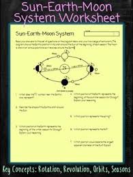Rotation Revolution And Orbits Of Sun Earth Moon System Worksheet Rotation Revolution Sun And Earth Earth Sun And Moon