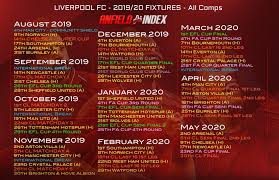 By clicking on the name of the opponent you will go to the match page. Liverpool S 2019 20 Premier League Fixture List