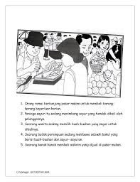 Pak abu membersihkan longkang yang tersumbat denganmenggunakan cangkul. Bina Ayat Berdasarkan Gambar Kids Story Books Malay Language Study Materials