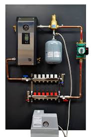 Pre Assembly Panel For Hydronic Water Floor Heating System Including Boiler Manifold And Pump Hydronic Radiant Floor Heating Radiant Heat Heating And Plumbing