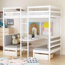 Follow these very detailed steps to build a loft bed with a desk. Amazon Com Twin Loft Bed With Desk And 2 Storage Drawers Convertible Loft Bed With Table And Cushion Seat For Kids Can Turn Into Twin Bunk Bed No Box Spring Needed White Kitchen