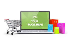 A Mockup Template For Showcasing A Screenshot Of An Ecommerce Website Front View Of A 3d Laptop And Shopping Bags And A Car Shopping Bag Mockup Website Mockup