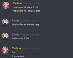 Join the discord me discord server discor. Technoblade On Twitter The Channel Member Discord Discusses How They D Meme My Death