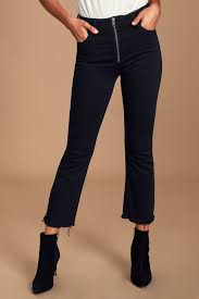 Happi Black High Rise Cropped Flare Jeans