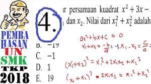 Maybe you would like to learn more about one of these? Pembahasan Unbk Smk Tkp Teknik Kesehatan Dan Pertanian Matematika 2018 Un Smk No 4 Akar Persama Youtube