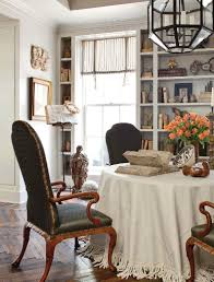House Of Windsor Cozy Dining Room With Round Table Lantern Built In Bookshelves Dining Room Small Home Interior Design