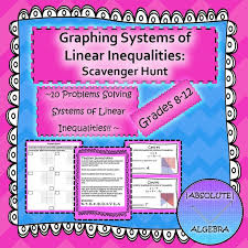 Graphing Systems Of Linear Inequalities Scavenger Hunt Students Walk Around The Room Solving Problems An Linear Inequalities Teaching Algebra Secondary Math