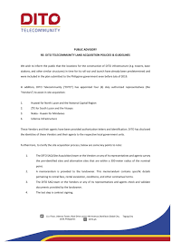 Dito | complete dito cme holdings corp. Dito Telecommunity Land Acquisition Guidelines Dito Telecom Promos Combo Tips Tricks News And Updates