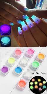 1 Box Neon Phosphor Powder Nail Glitter Powder 10 Colors Dust Luminous Pigment Fluorescent Powder In 2021 Dark Acrylic Nails Neon Nail Designs Dark Nail Designs