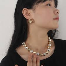 BOLD! Custom Handmade 1pcs Delicacy 18kt Gold & Silver Filled Large Thick  Chunky Big Round Ball Adjustable Necklace Lightweight Minimal