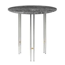 Oval glass coffee table shelf black chrome mahogany legs living room, source: Gubi Ioi Coffee Table 50 Cm Chrome Grey Marble Finnish Design Shop