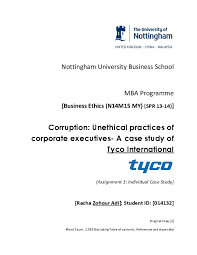 The canadian resource for business ethics! Pdf Corruption Unethical Practices Of Corporate Executives A Case Study Of Tyco International Rasha Adi Academia Edu