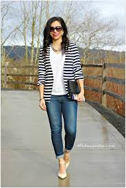 Black And White Striped Blazer Womens How To Wear A Striped Blazer For Spring Blazer Outfits Casual Blazer Outfits For Women Striped Blazer Outfit