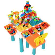Grab a table, 2 sets of curved road plates, 2 sets of crossroad plates, and plastic block storage bins to build this ultimately functional design of lego play table. Lego Table Set 1 Chair Shopee Philippines