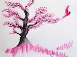 Birds In The Cherry Blossom Tree By Moralchaos On Deviantart Blumen Skizzen Kirschbluten Baum Baume Zeichnen
