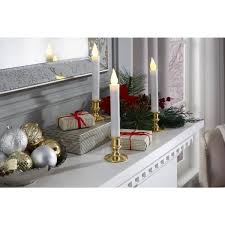 Home Accents Holiday 9 In Led Flickering Candles With Timer 6 Pack Gold 44554hd The Home Depot
