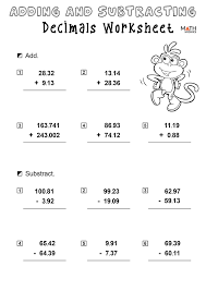 adding and subtracting decimals worksheets math monks