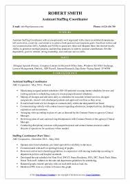 Staffing Coordinator Resume Samples Qwikresume