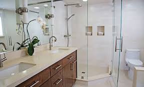 Shower shelf shampoo niche recessed showering shelves niches. A Suburban Los Angeles Home Receives Two Long Overdue Bathroom Overhauls 2016 06 27 Stone World
