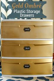 Black And Yellow Storage Bins Costco Transform A Plastic Storage Cart With Gold Ombre Spray Paint Plastic Storage Drawers Plastic Drawers Plastic Drawer Makeover