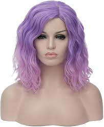 Mildiso Purple Wigs for Women Short Curly Wavy Bob Wig Lavender Purple Hair  Wig with Wig Caps Cute Colorful Synthetic Wig for Daily Party M004PP : ...