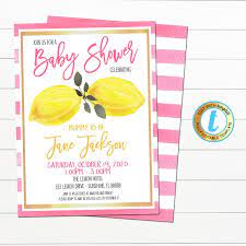 Lemon Baby Shower Invitation Pink Lemonade Yellow Preppy Etsy Pink Baby Shower Invitations Pink Invitations Baby Shower Invitations
