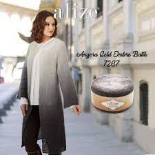 Alize Angora Gold Ombre Batik Cardigan Batik Orgu Hirkalar