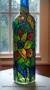 Hand Painted Stained Glass Paint Bottle Painted Wine Bottles Bottle Painting Glass Bottle Crafts