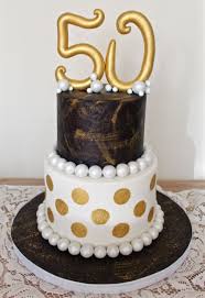 Elegant 50th Birthday Ideas For Women 50th Birthday Cake Black Gold White Pearls Elegant Modern Birthday Cakes For Women 50th Birthday Cake For Women Cakes For Women
