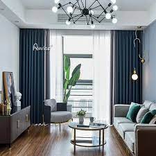 Choosing curtains for a grey room. Anvige Modern Nordic Dark Blue And Grey Color Printed Curtains Grommet Window C Grey Curtains Living Room Blue Curtains Living Room Curtains Living Room Modern
