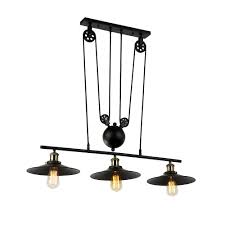Chorne 3 Light Pulley Adjust Black Chandelier Edison Bulbs Included Walmart Com