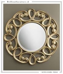 12 pcs besar cermin kaca hexagonal mirror dekorasi hiasan dinding: Cermin Dinding Minimalis Bulat Brilliant Furniture Indonesia