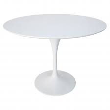 Des chaises à pied tulipe seraient super avec cette table.3. Mesa Lacada En Blanco Tulip Iconscorner