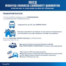 This notwithstanding, commissioned shuttle services for here are the guidelines for an modified enhanced community quarantine, or mecq, which is the. Vico Sotto On Twitter Transportation Guidelines For Modified Enhanced Community Quarantine Starting May 16 Based On Latest Iatf Guidelines Transportation Will Be One Of The Biggest Challenges Considering That Public Transport Is