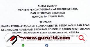 Surat Edaran Menpan Rb No 50 Tahun 2020 Perpanjangan Wfh Sampai 13 Mei 2020 Surat Kutipan Perubahan Huruf