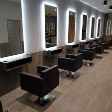 Female Hair Dresser Led Mirrors Black Chairs Barber Shop Interior Barber Shop Chairs Black Barber Shops