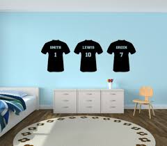 Whether it's just a scheme which uses football as a general topic or one styled precisely around the colours of his favourite team you'll really find it difficult to go far. Soccer Football Custom Jersey Name Number Vinyl Wall Sticker Decal Boys Kid Room Children S Bedroom Sports Decor Decals Stickers Vinyl Art Home Garden Worldenergy Ae