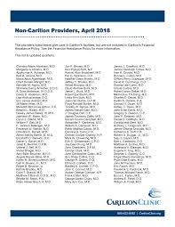 Non-Carilion Providers, April 2018