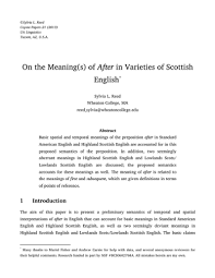 Famous for bagpipes and plaids and kilts). On The Meaning S Of After In Varieties Of Scottish English