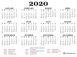 Free Printable 2020 Calendar 123calendars Com In 2020 Holiday Calendar Printable Calendar Printables Printable Yearly Calendar