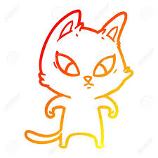 Warm Gradient Line Drawing Of A Confused Cartoon Cat Illustration Affiliate Line Drawing Warm Gradient Cat
