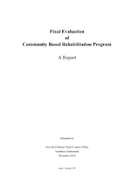 Final Evaluation Of Community Based Rehabilitation Program