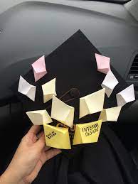 Interior Design Major Graduation Cap Decoration With Geometric Shapes Csulb Go Beach Graduation Cap Decoration Creative Graduation Caps Graduation Cap